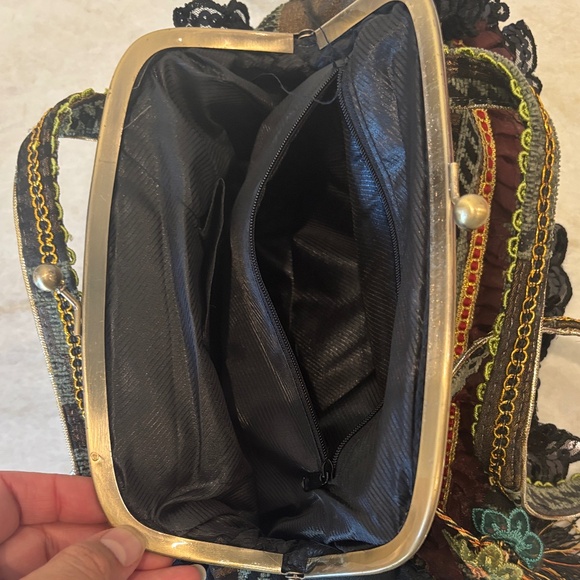 Real French Tapestry Ruffle Floral Bag – One of a Kind, Never Used, Romantic - Picture 10 of 13